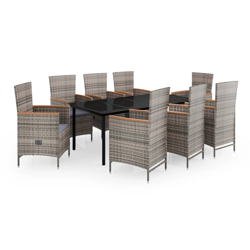 9 Piece Garden Dining Set with Cushions Grey Payday Deals
