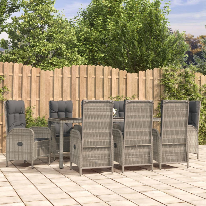9 Piece Garden Dining Set with Cushions Grey Poly Rattan Payday Deals