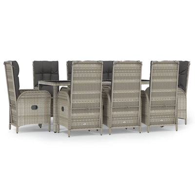 9 Piece Garden Dining Set with Cushions Grey Poly Rattan Payday Deals