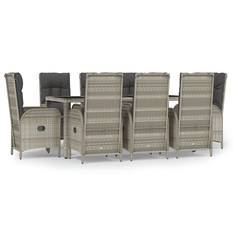 9 Piece Garden Dining Set with Cushions Grey Poly Rattan Payday Deals