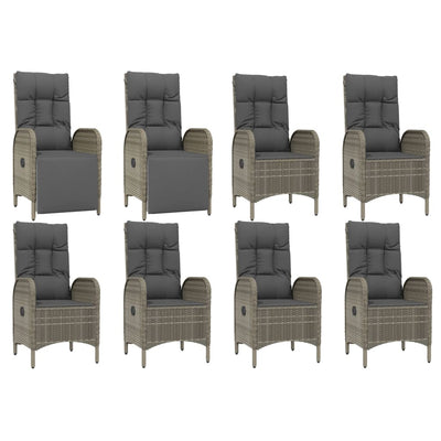 9 Piece Garden Dining Set with Cushions Grey Poly Rattan Payday Deals