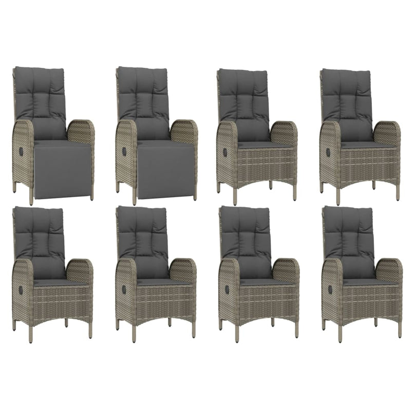 9 Piece Garden Dining Set with Cushions Grey Poly Rattan Payday Deals