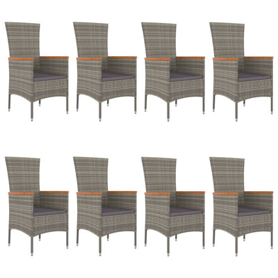 9 Piece Garden Dining Set with Cushions Grey Poly Rattan Payday Deals