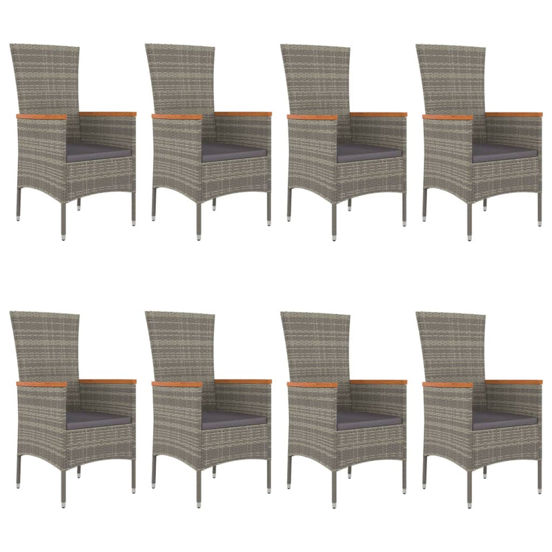 9 Piece Garden Dining Set with Cushions Grey Poly Rattan Payday Deals