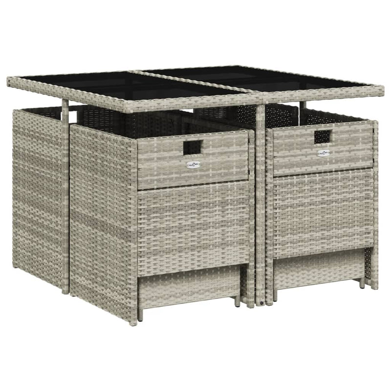 9 Piece Garden Dining Set with Cushions Light Grey Poly Rattan Payday Deals