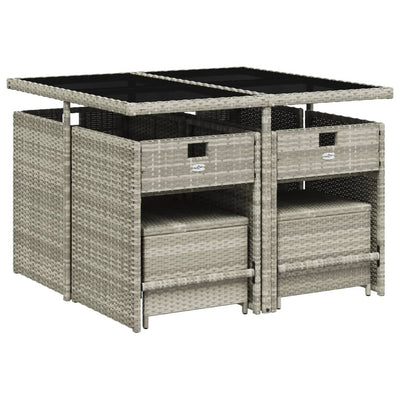 9 Piece Garden Dining Set with Cushions Light Grey Poly Rattan Payday Deals