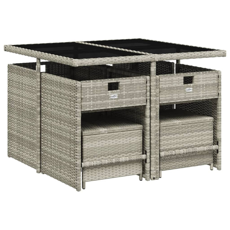 9 Piece Garden Dining Set with Cushions Light Grey Poly Rattan Payday Deals