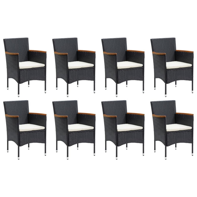 9 Piece Garden Dining Set with Cushions Poly Rattan Black Payday Deals