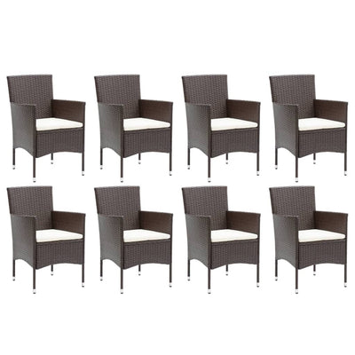 9 Piece Garden Dining Set with Cushions Poly Rattan Brown Payday Deals