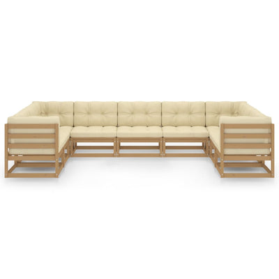 9 Piece Garden Lounge Set&Cushions Honey Brown Solid Pinewood Payday Deals