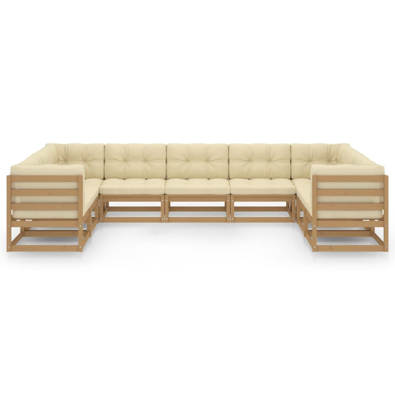 9 Piece Garden Lounge Set&Cushions Honey Brown Solid Pinewood Payday Deals