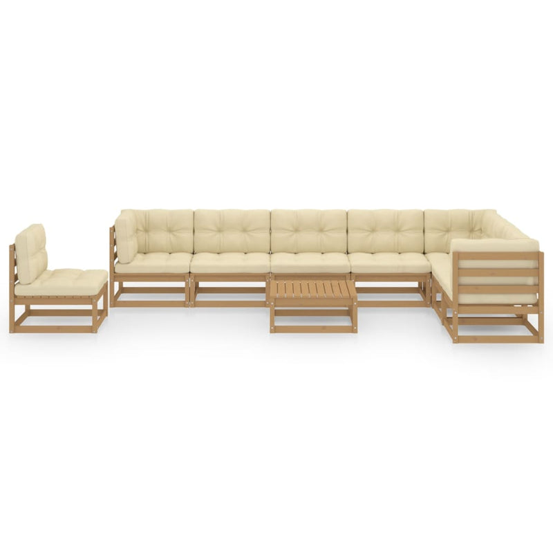 9 Piece Garden Lounge Set & Cushions Honey Brown Solid Pinewood Payday Deals