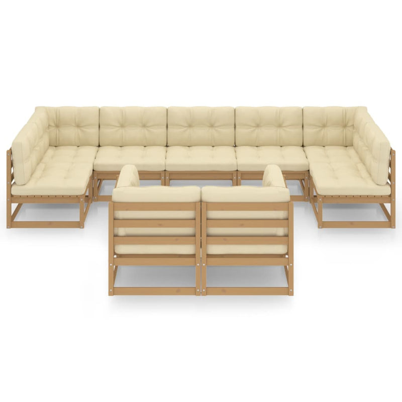 9 Piece Garden Lounge Set&Cushions Honey Brown Solid Pinewood Payday Deals