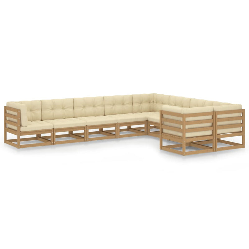 9 Piece Garden Lounge Set & Cushions Honey Brown Solid Pinewood Payday Deals