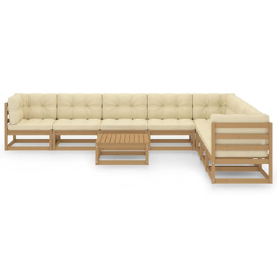 9 Piece Garden Lounge Set&Cushions Honey Brown Solid Pinewood Payday Deals