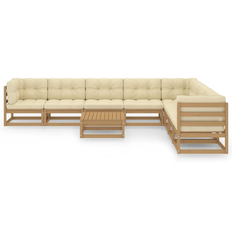 9 Piece Garden Lounge Set&Cushions Honey Brown Solid Pinewood Payday Deals