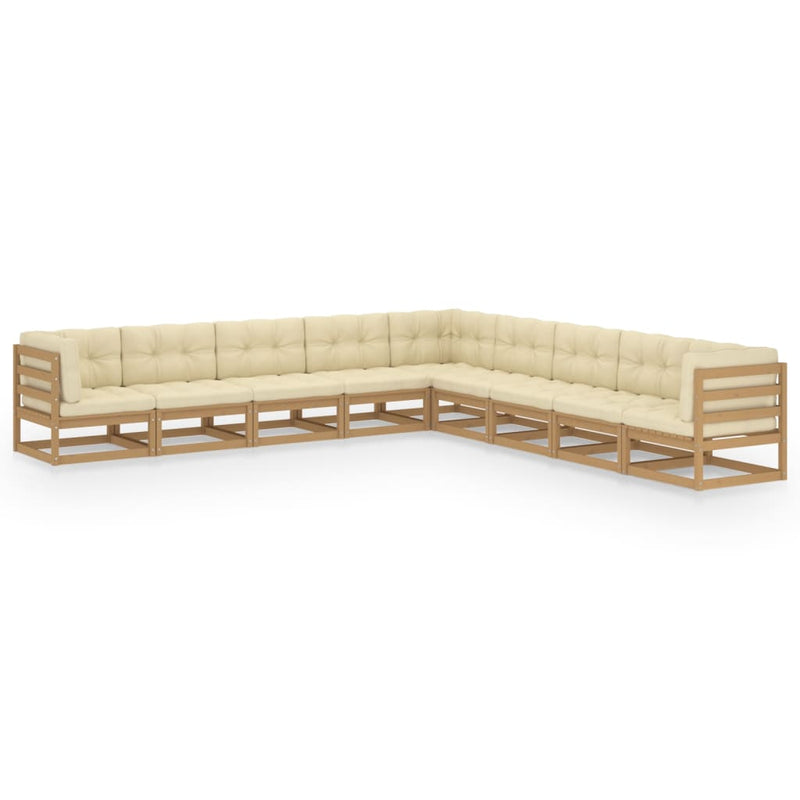 9 Piece Garden Lounge Set & Cushions Honey Brown Solid Pinewood Payday Deals