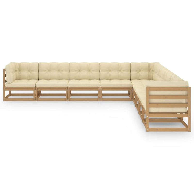 9 Piece Garden Lounge Set & Cushions Honey Brown Solid Pinewood Payday Deals