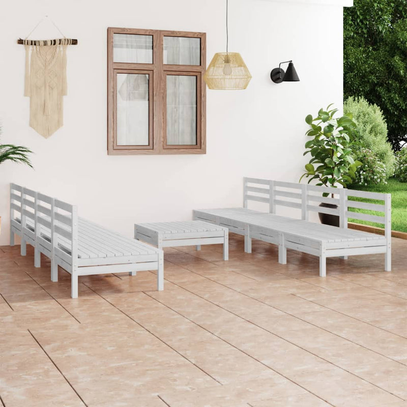 9 Piece Garden Lounge Set White Solid Pinewood Payday Deals