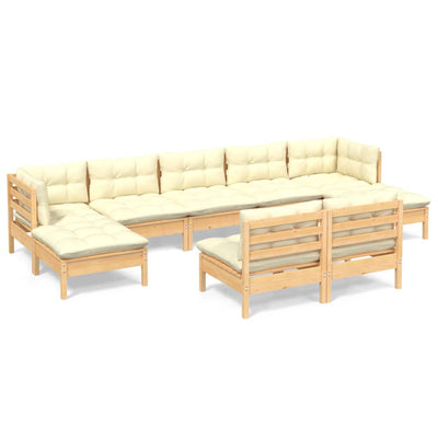9 Piece Garden Lounge Set with Cream Cushions Pinewood Payday Deals