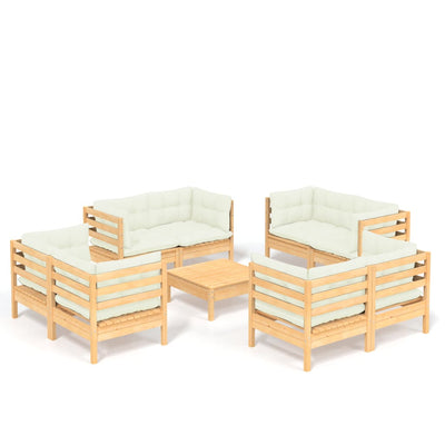 9 Piece Garden Lounge Set with Cream Cushions Pinewood Payday Deals