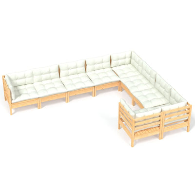 9 Piece Garden Lounge Set with Cream Cushions Pinewood Payday Deals