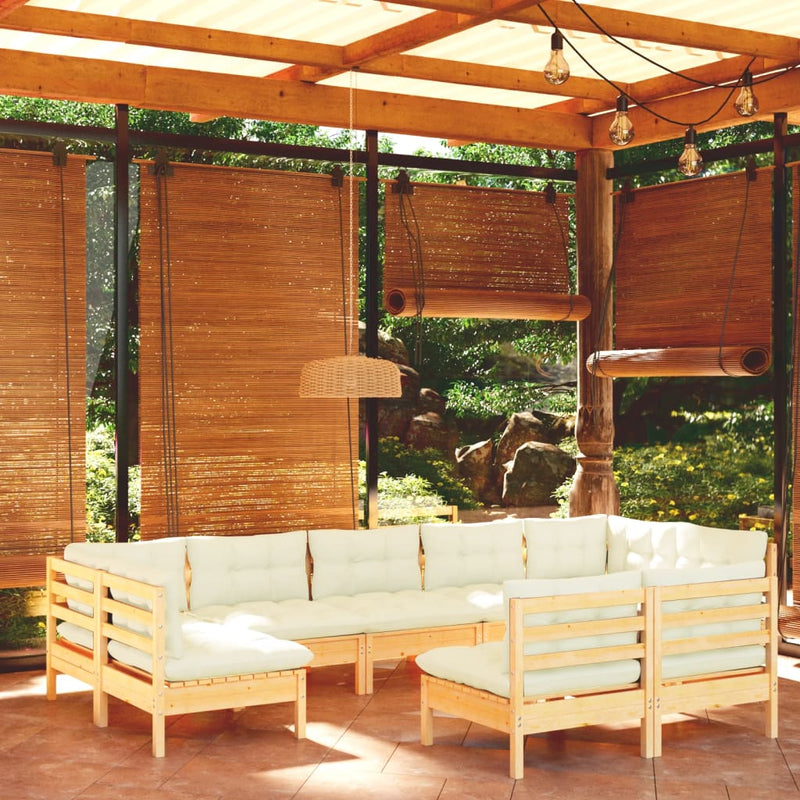9 Piece Garden Lounge Set with Cream Cushions Solid Pinewood Payday Deals