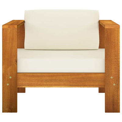 9 Piece Garden Lounge Set with Cream White Cushions Acacia Wood Payday Deals