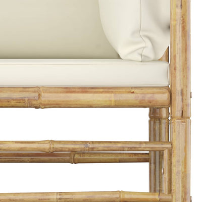 9 Piece Garden Lounge Set with Cream White Cushions Bamboo Payday Deals