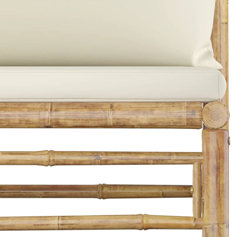 9 Piece Garden Lounge Set with Cream White Cushions Bamboo Payday Deals