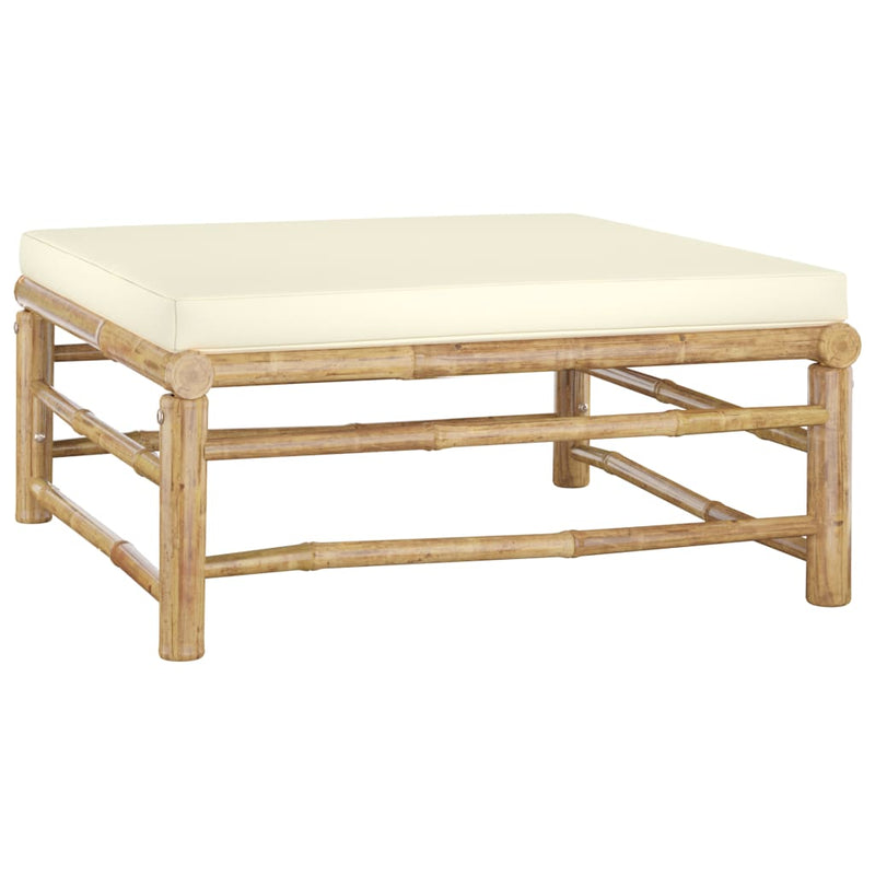 9 Piece Garden Lounge Set with Cream White Cushions Bamboo Payday Deals