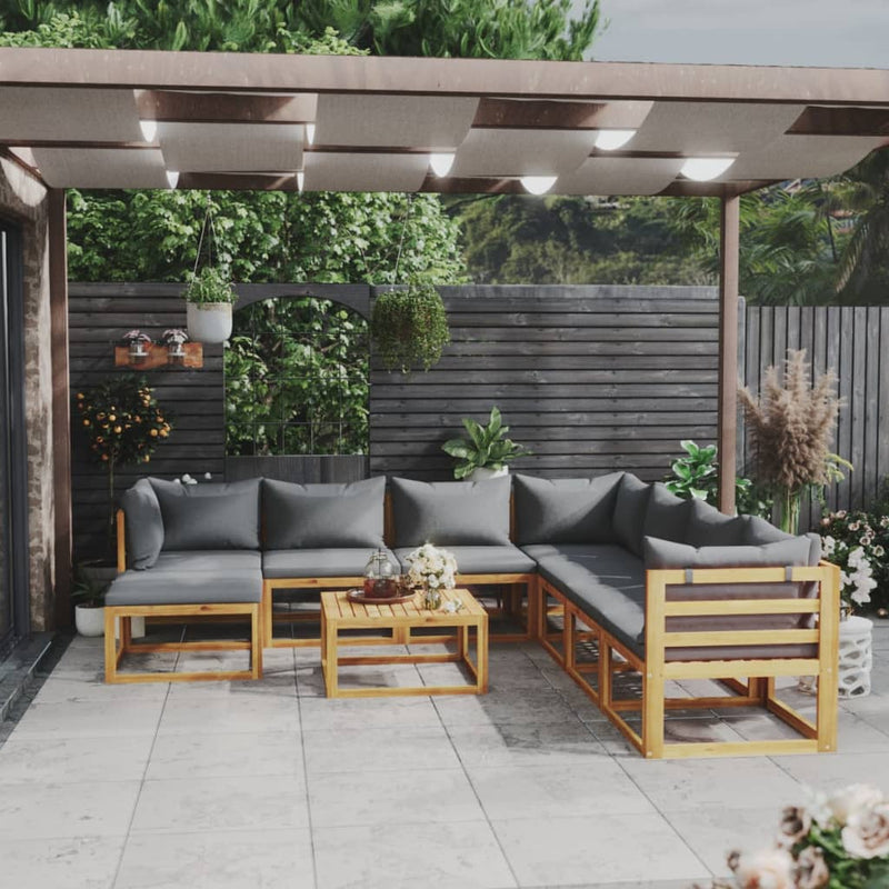 9 Piece Garden Lounge Set with Cushion Solid Acacia Wood Payday Deals
