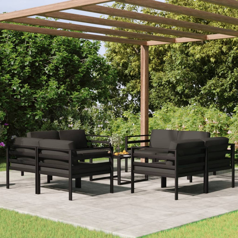 9 Piece Garden Lounge Set with Cushions Aluminium Anthracite Payday Deals