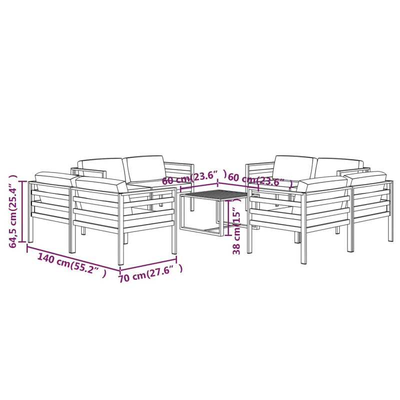 9 Piece Garden Lounge Set with Cushions Aluminium Anthracite Payday Deals