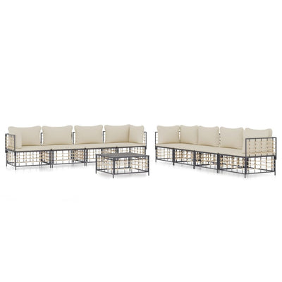 9 Piece Garden Lounge Set with Cushions Anthracite Poly Rattan Payday Deals