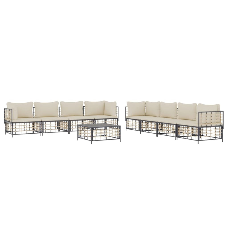 9 Piece Garden Lounge Set with Cushions Anthracite Poly Rattan Payday Deals
