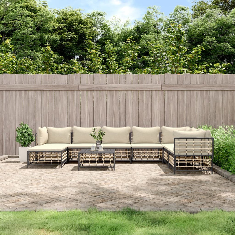 9 Piece Garden Lounge Set with Cushions Anthracite Poly Rattan Payday Deals