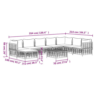 9 Piece Garden Lounge Set with Cushions Anthracite Poly Rattan Payday Deals