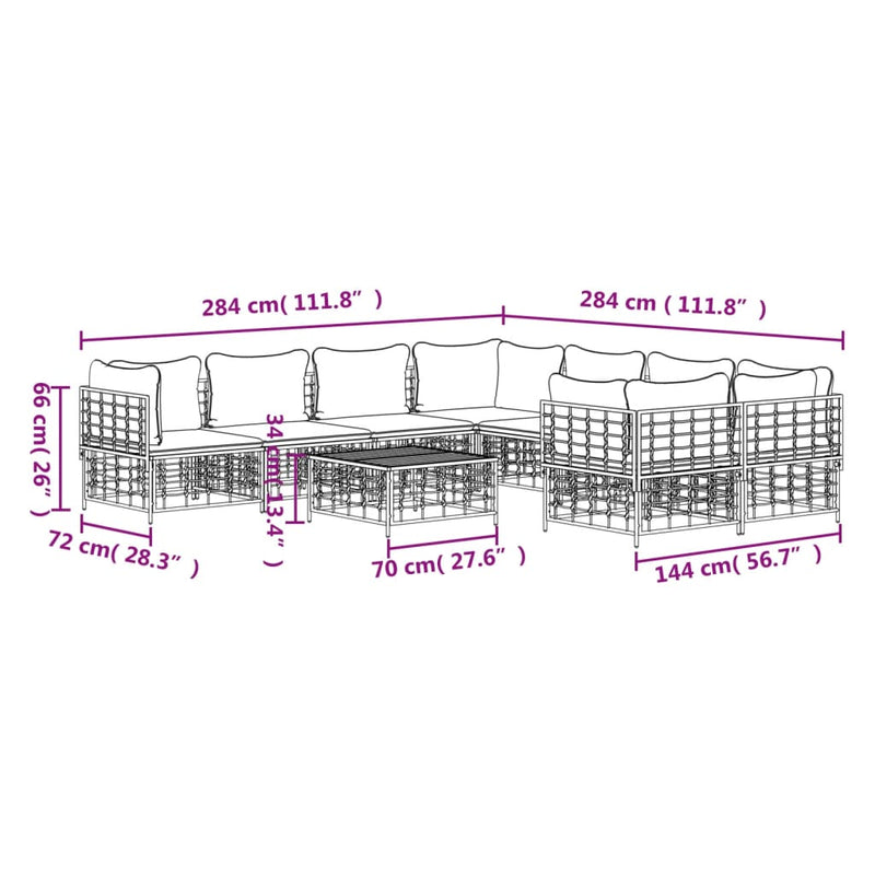 9 Piece Garden Lounge Set with Cushions Anthracite Poly Rattan Payday Deals