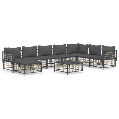 9 Piece Garden Lounge Set with Cushions Anthracite Poly Rattan Payday Deals