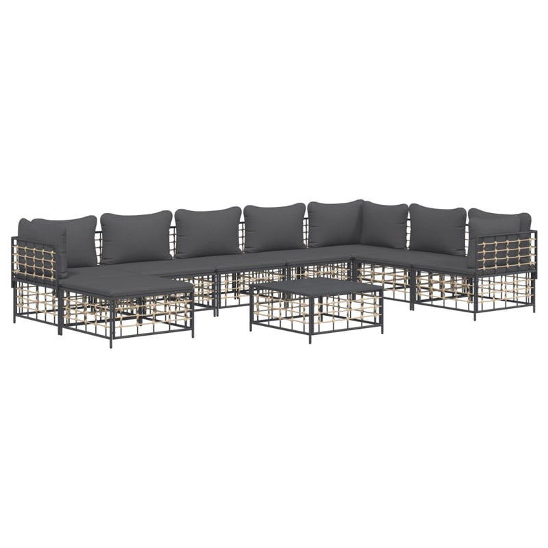 9 Piece Garden Lounge Set with Cushions Anthracite Poly Rattan Payday Deals
