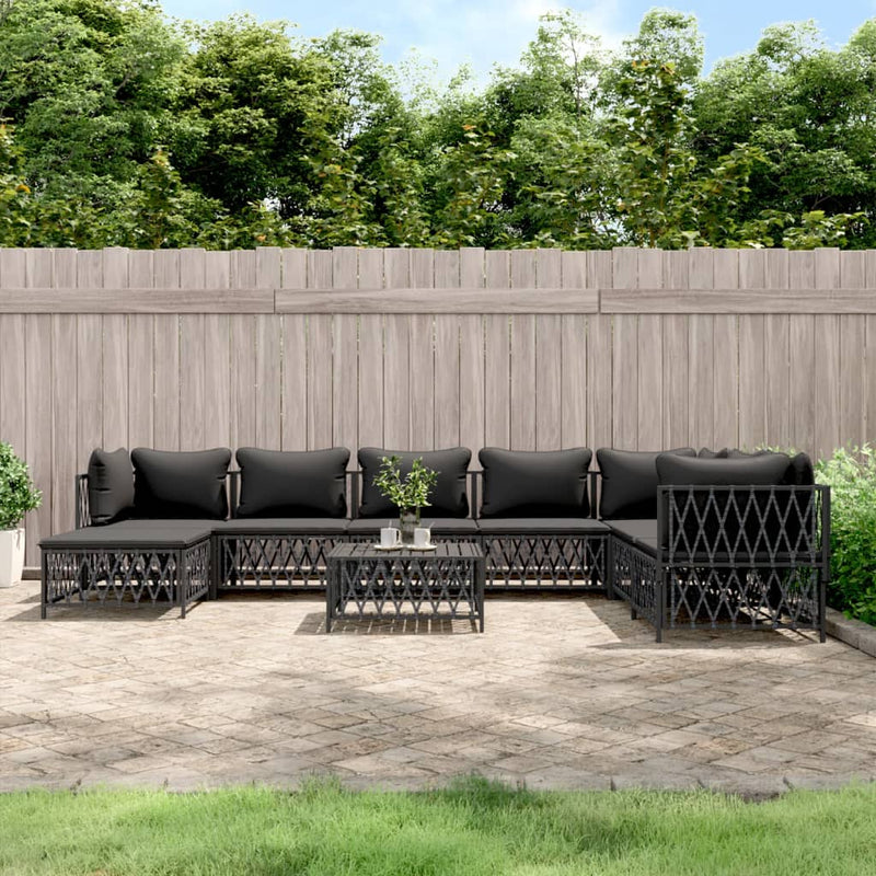 9 Piece Garden Lounge Set with Cushions Anthracite Steel Payday Deals