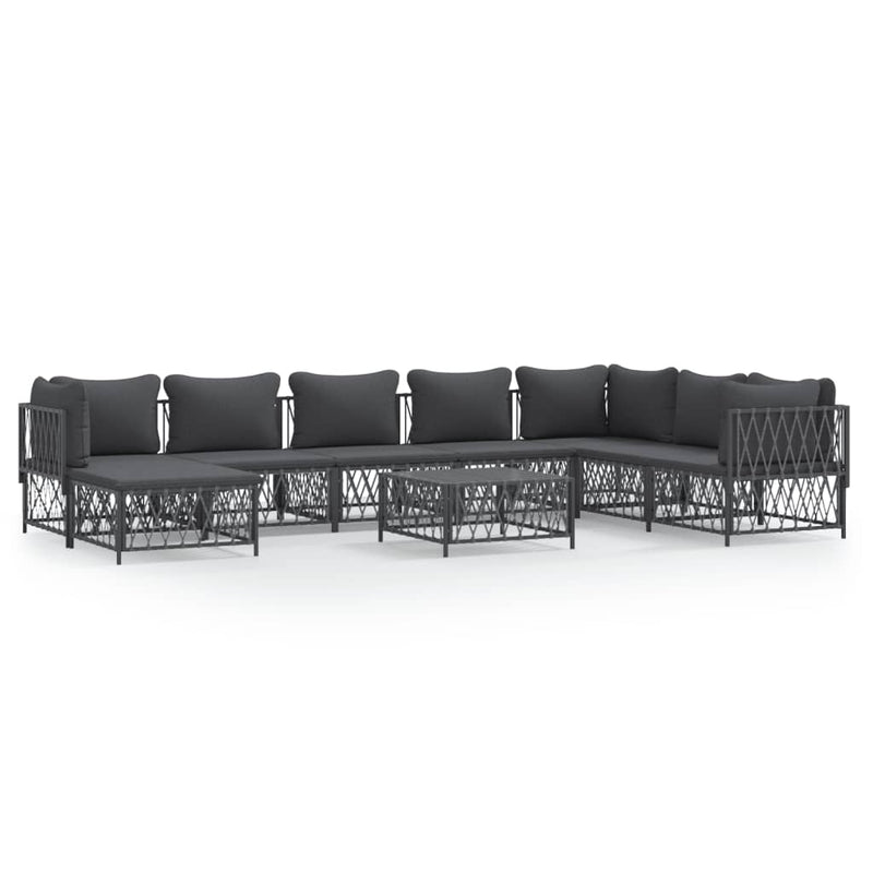 9 Piece Garden Lounge Set with Cushions Anthracite Steel Payday Deals