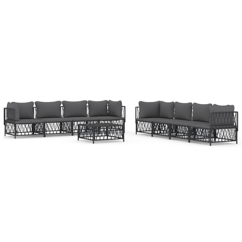9 Piece Garden Lounge Set with Cushions Anthracite Steel Payday Deals