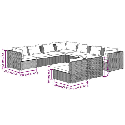 9 Piece Garden Lounge Set with Cushions Black Poly Rattan Payday Deals