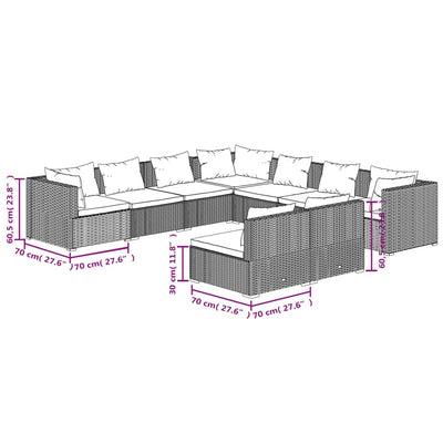 9 Piece Garden Lounge Set with Cushions Black Poly Rattan Payday Deals