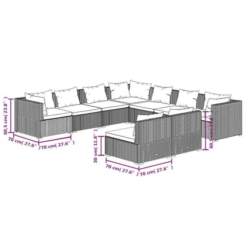 9 Piece Garden Lounge Set with Cushions Black Poly Rattan Payday Deals