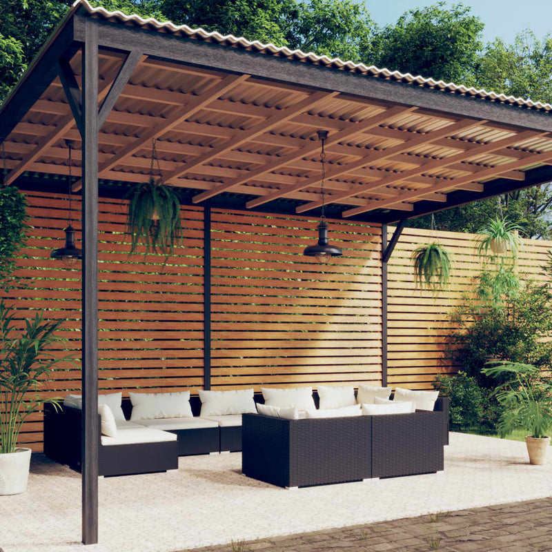 9 Piece Garden Lounge Set with Cushions Black Poly Rattan Payday Deals