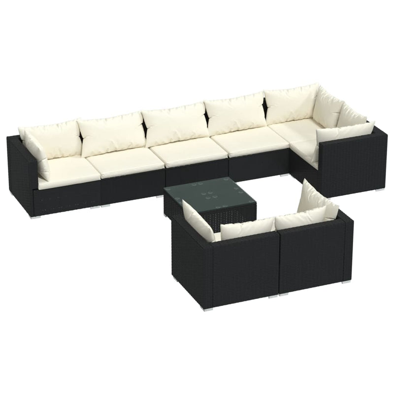 9 Piece Garden Lounge Set with Cushions Black Poly Rattan Payday Deals