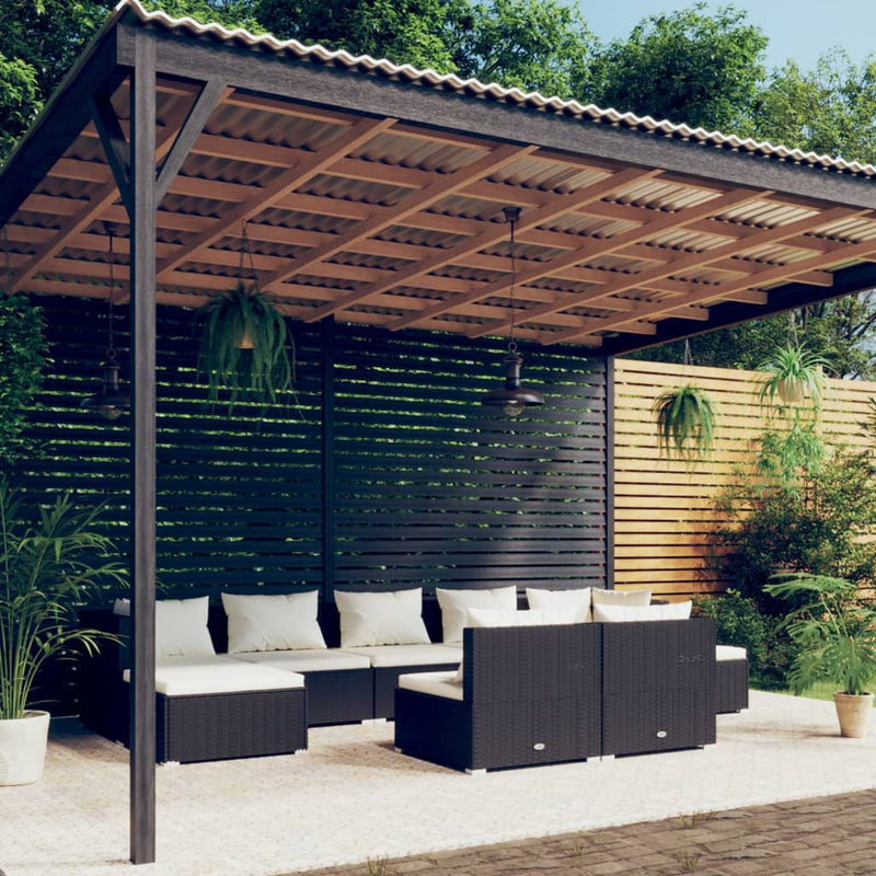 9 Piece Garden Lounge Set with Cushions Black Poly Rattan Payday Deals